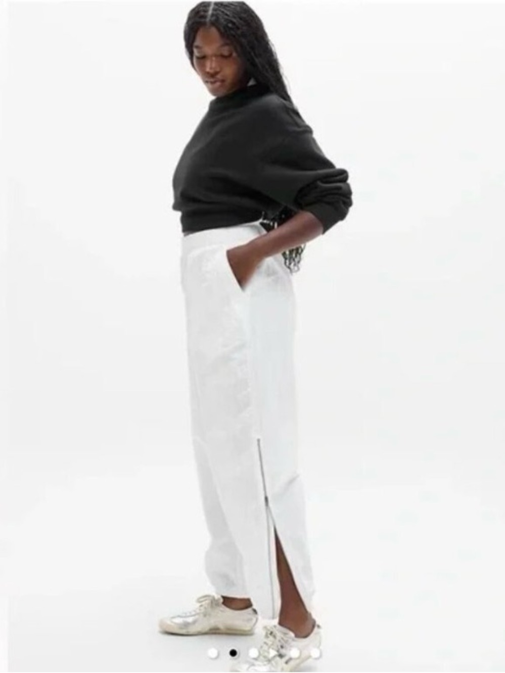 Athleta Pursuit Mid Rise Zip Jogger Bright White Size Large NWT